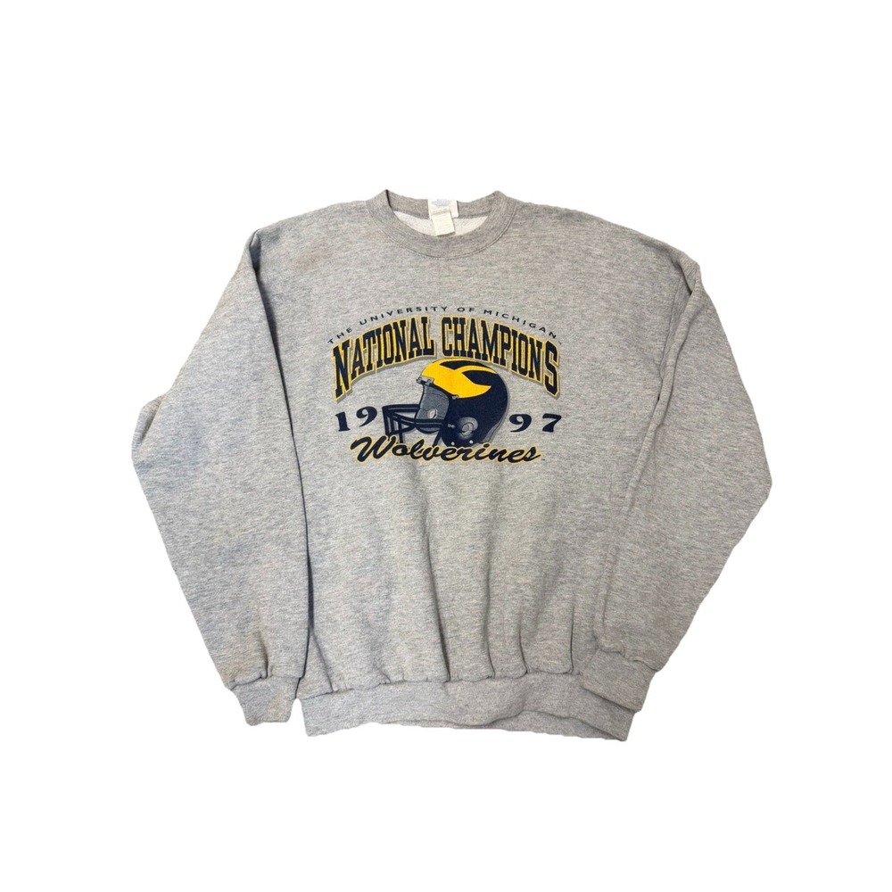 Vintage Michigan Wolverines Sweatshirt Mens XL Gray 1997 National Champions‎ USA